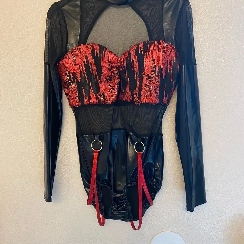 Kelle dance jazz acro costume leotard res sequin JAGGED SPIRIT 5172 LA adult